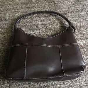 Brown purse w/white stitching